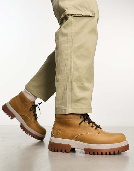Timberland Scarponcini chukka premium in pelle pieno fiore color grano