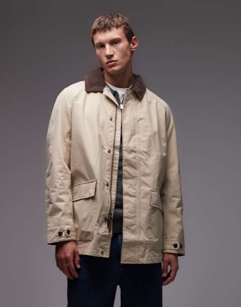 Timberland - Schuur jack met corduroy kraag in beige met wassing - view 1