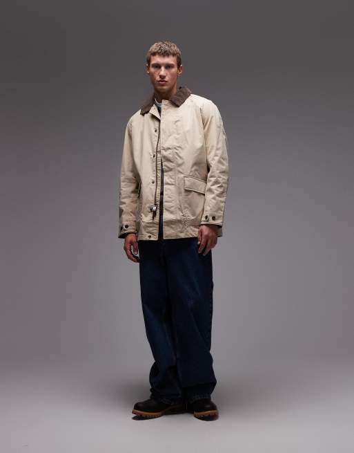 Timberland - Schuur jack met corduroy kraag in beige met wassing, 2 van 5