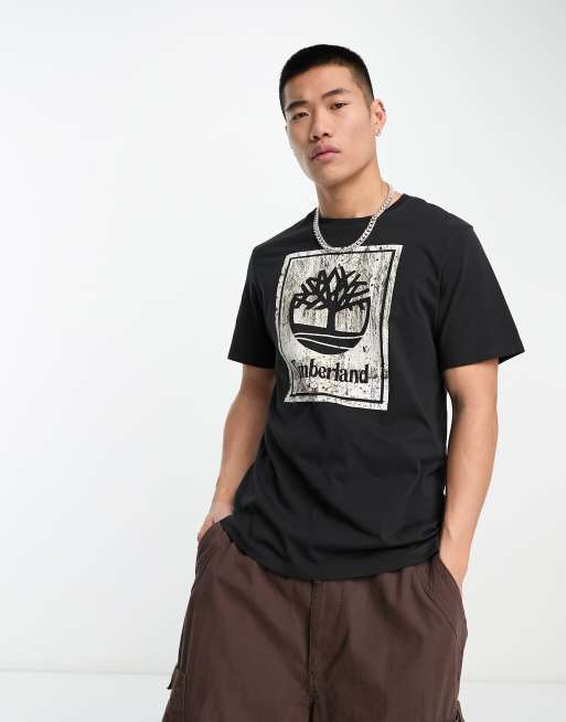 Timberland – Seasonal Stack – T-Shirt in Schwarz mit Logoprint