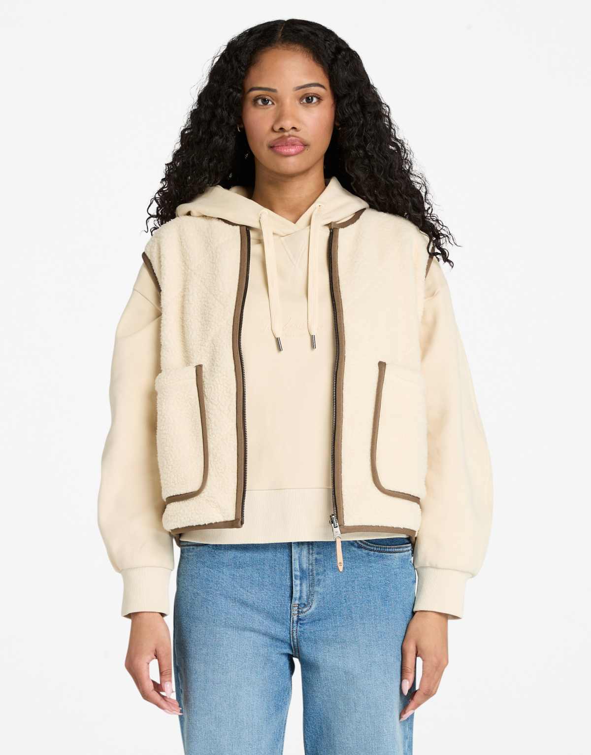 Timberland Sherpa fleece vest in beige