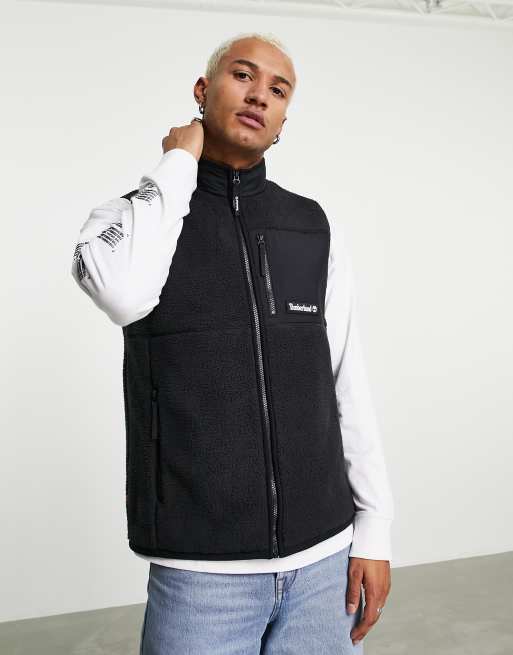 Timberland Sherpa fleece vest in black | ASOS