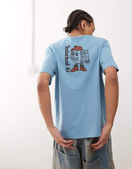 Timberland shoebox back print logo t-shirt in blue, 2 of 4