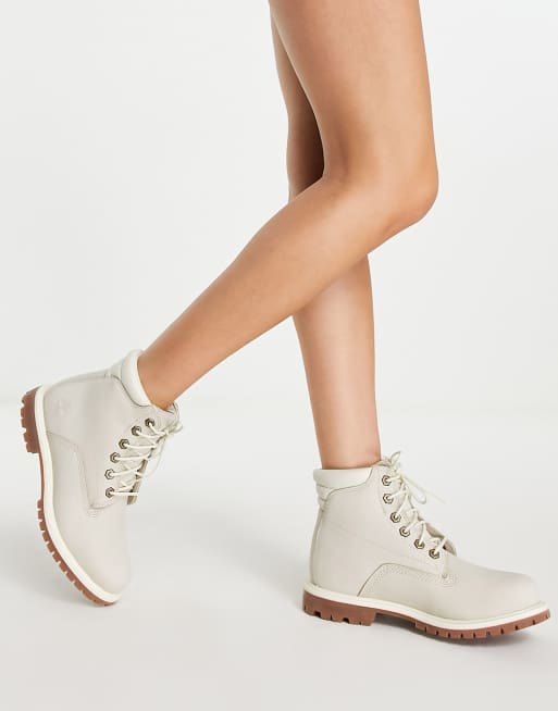 Timberland six inch boots in white