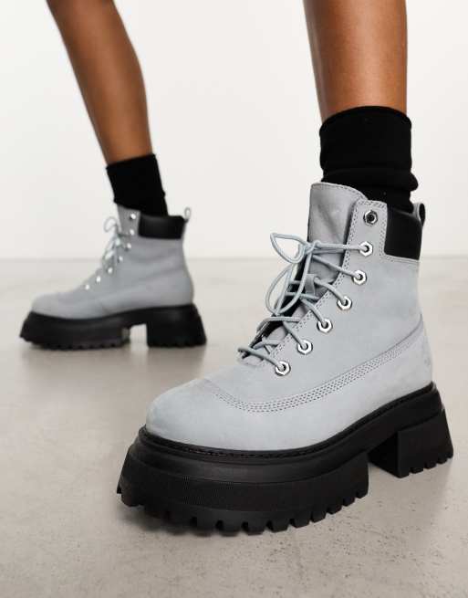 Gray leather deals womens boots