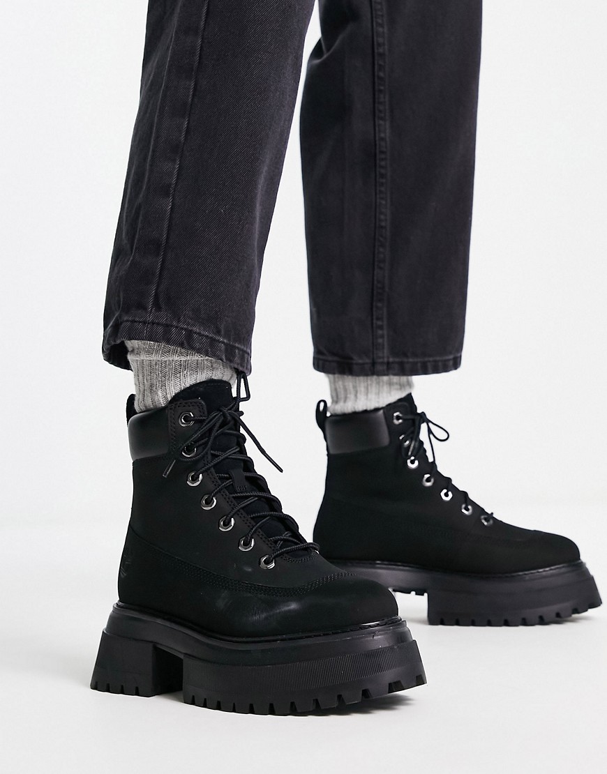 Timberland Sky 6 inch lace up boots in black nubuck