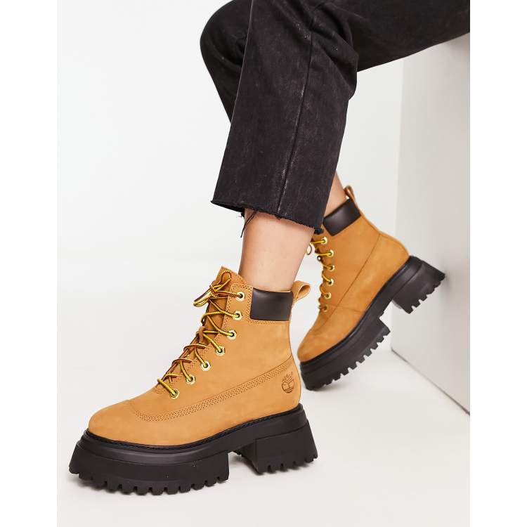 Timberland Sky 6 inch lace up boots in wheat nubuck