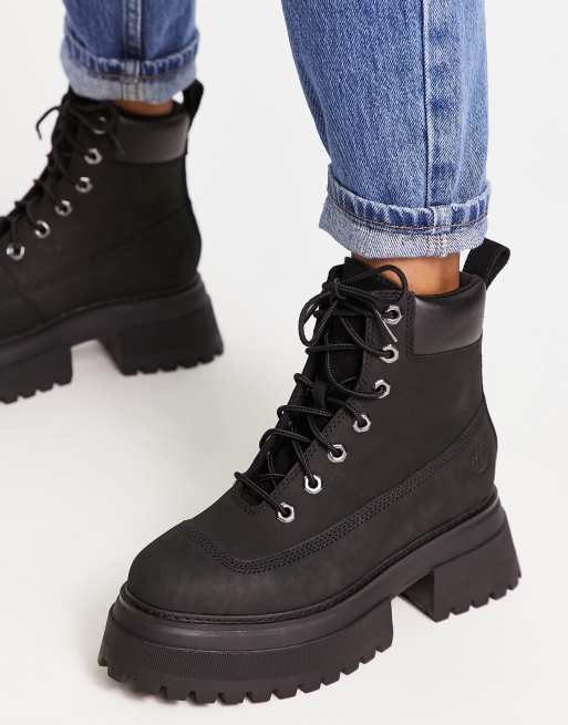 Timberland – Sky – Svarta boots med snörning på 6 tum