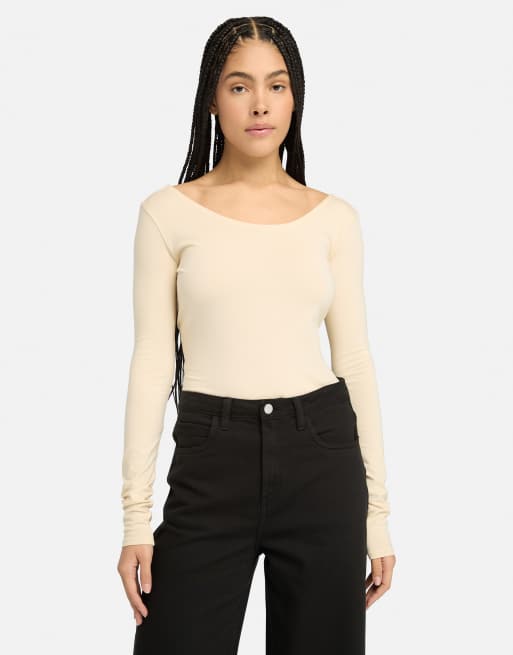 Timberland - Slim-fit T-shirt met lange mouwen in beige