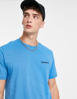 Timberland small logo print t-shirt in blue