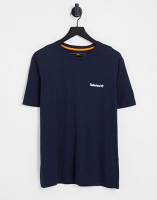 Timberland Small Logo print t-shirt in navy