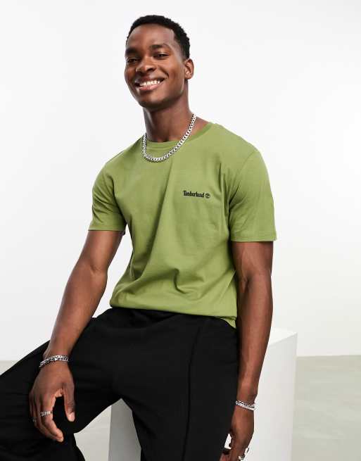 Timberland small logo t-shirt in green | ASOS