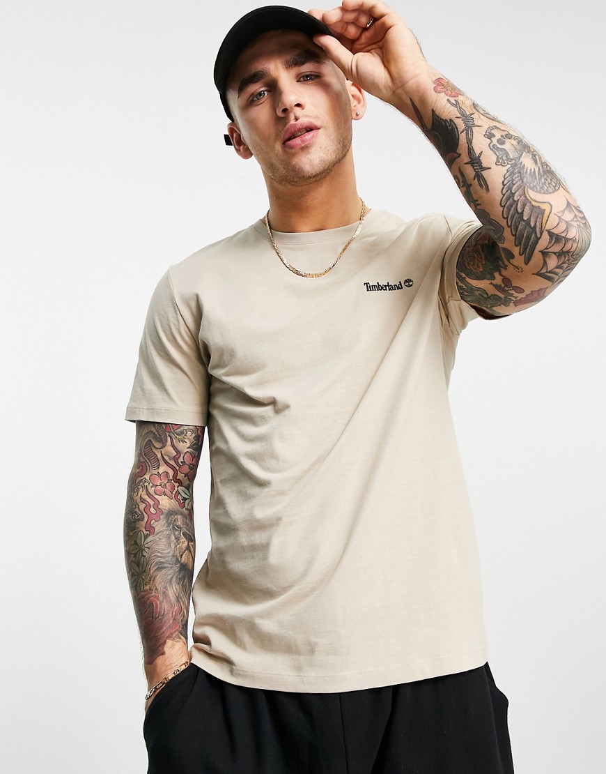 Timberland small logo t-shirt in sand-Neutral