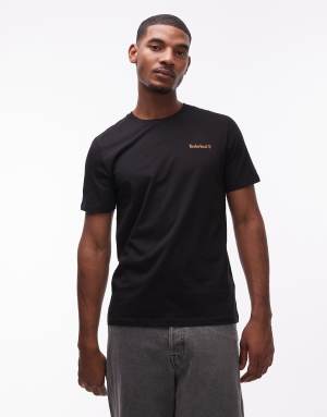 Timberland small script chest logo t-shirt in black