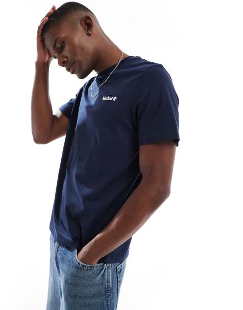 Timberland small script logo t-shirt in navy - view 1