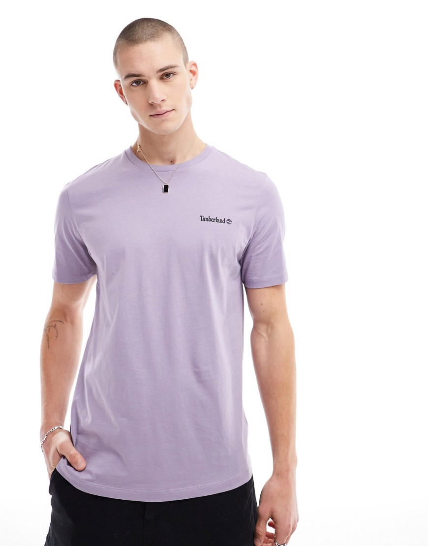 Timberland small script logo t-shirt in purple