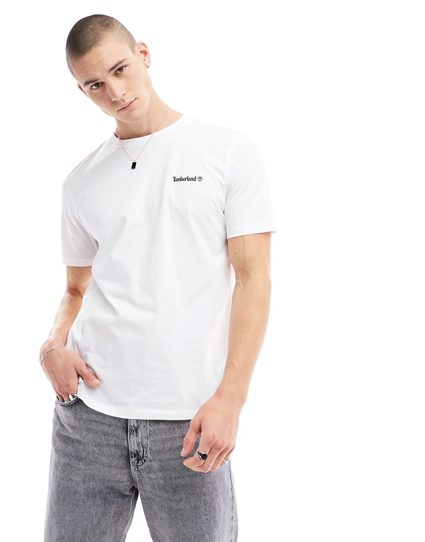 Timberland small script logo t-shirt in white