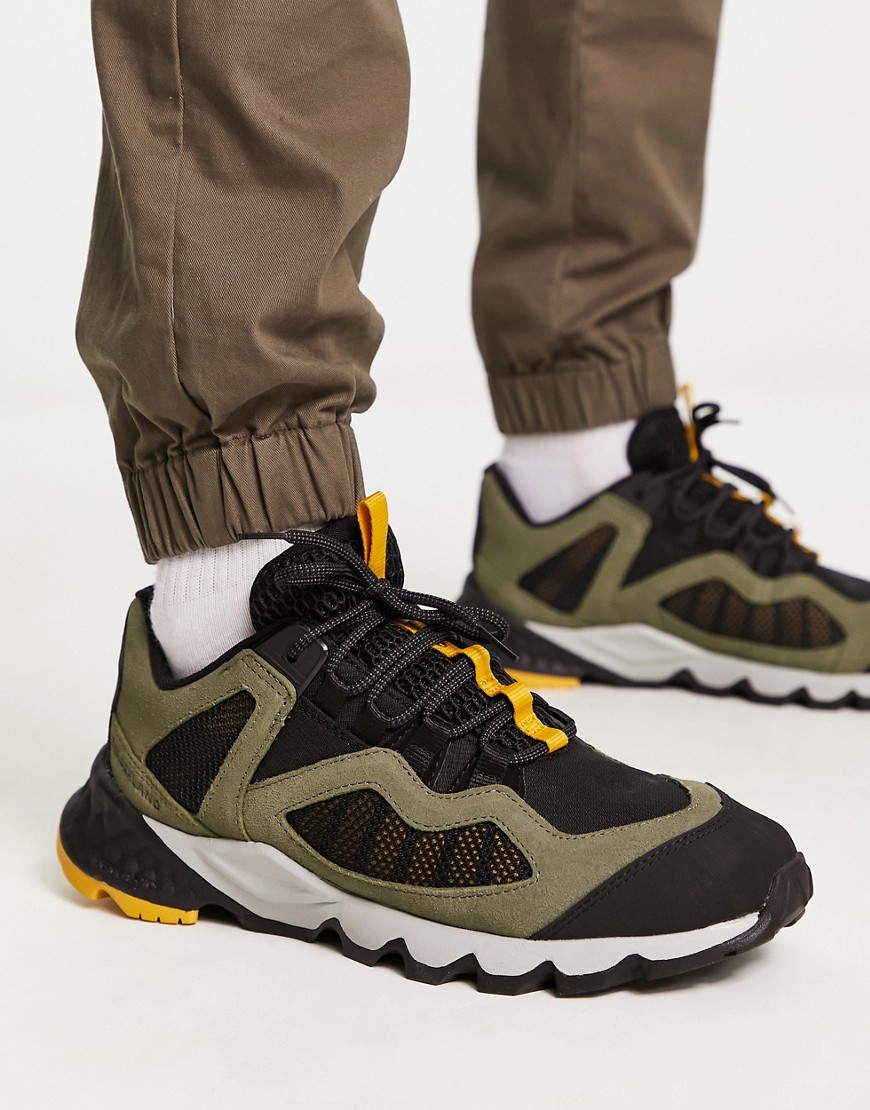 Timberland solar wave low trail trainers in dark green suede
