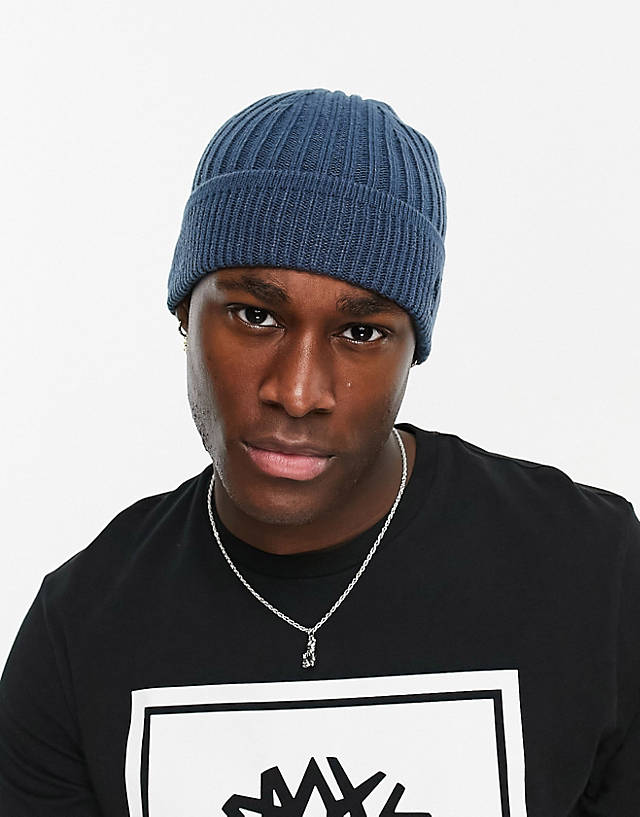 Timberland - solid rib beanie in blue