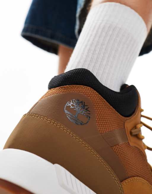 Timberland - Sprint Trekker - Halfhoge sneakers met veters in tarwebruin nubuck, 4 van 5