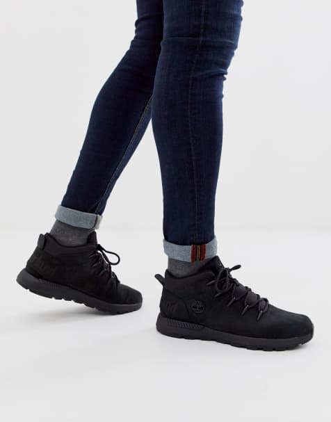 Timberland sprint trekker mid boots in black nubuck leather - view 1