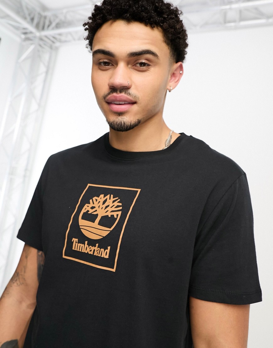 Timberland stack central logo t-shirt in black