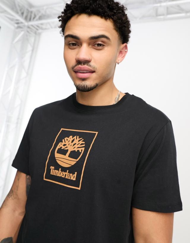 Timberland - stack central logo t-shirt in black