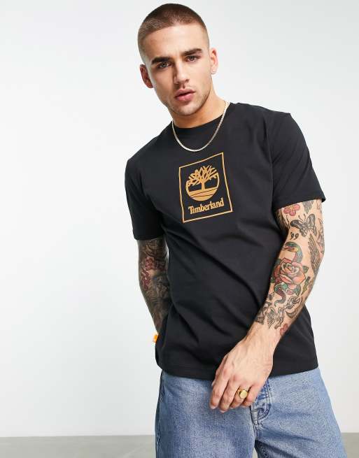 Timberland – Stack – Czarny T-shirt z logo 