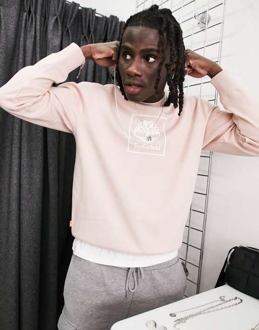 Timberland – Stack – Ljusrosa sweatshirt med logga  