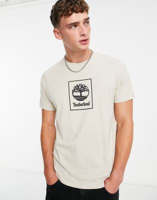 Timberland Stack Logo print t-shirt in beige | ASOS