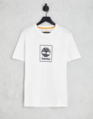Timberland Stack Logo print t-shirt in white