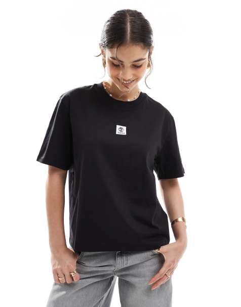 Timberland Stack logo short-sleeve t-shirt in black - view 1