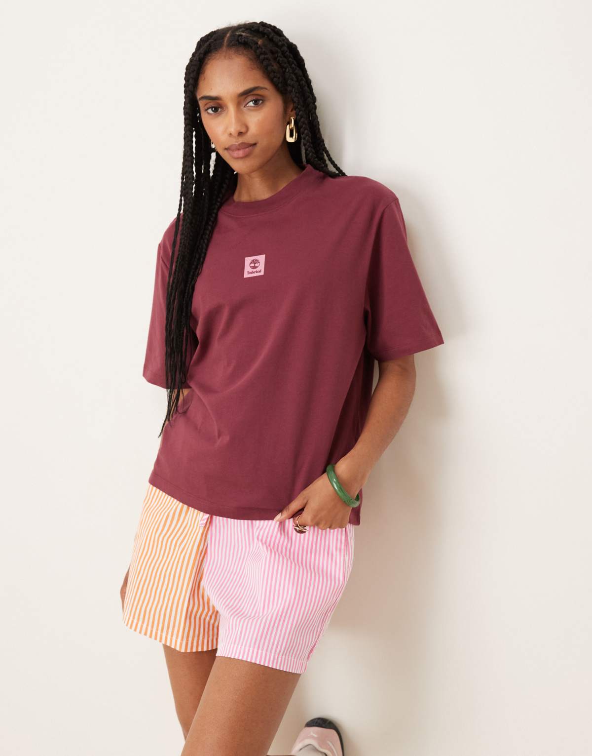 Timberland Stack logo short-sleeve t-shirt in burgundy