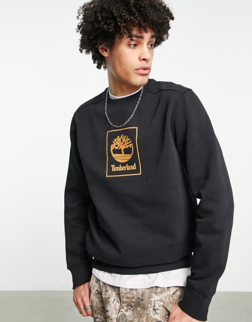 Timberland Stack logo sweatshirt in black | ASOS