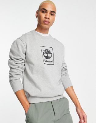 Timberland Stack logo sweatshirt in light grey
