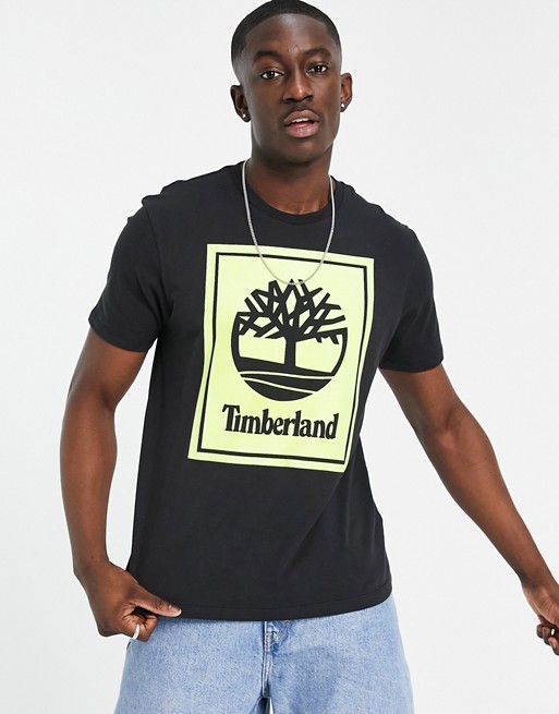 Timberland Stack Logo t-shirt in black/green