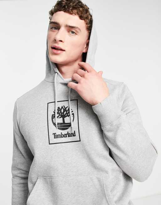 Timberland - Stack - Lysegrå hættetrøje med logo 
