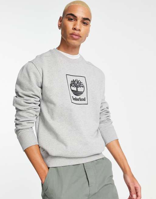 Timberland – Stack – Sweatshirt in Hellgrau mit Logo 