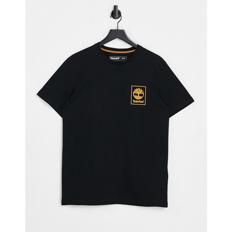 Designer Uomo Timberland - Stack - T-shirt con stampa sul retro nera e arancione - In esclusiva per ASOS