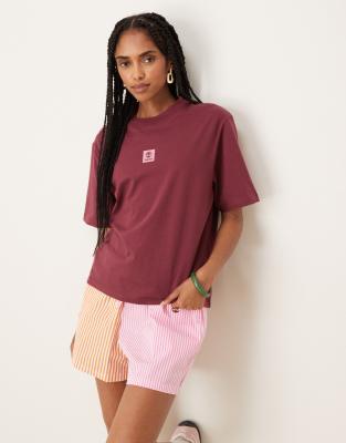 Timberland - Stack - T-Shirt in Burgunderrot mit Logo