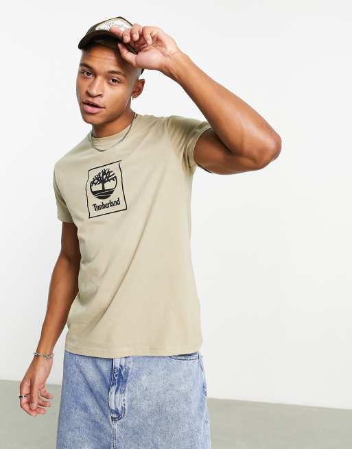 Timberland - Stack - T-shirt met logo in het midden in groen