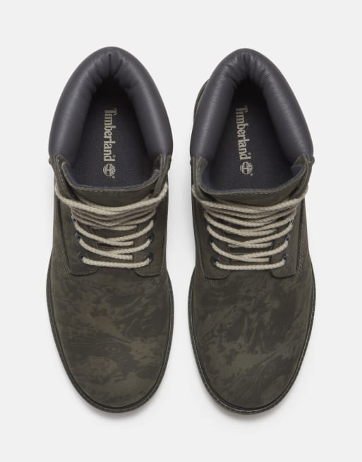 Timberland stivale stringato impermeabile da 6 pollici in nabuk verde scuro con camouflage, 4 di 4