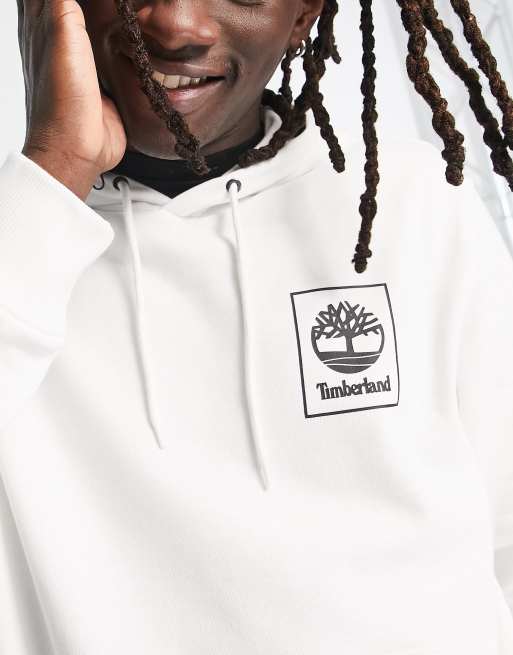 Timberland Stock Logo print hoodie in white