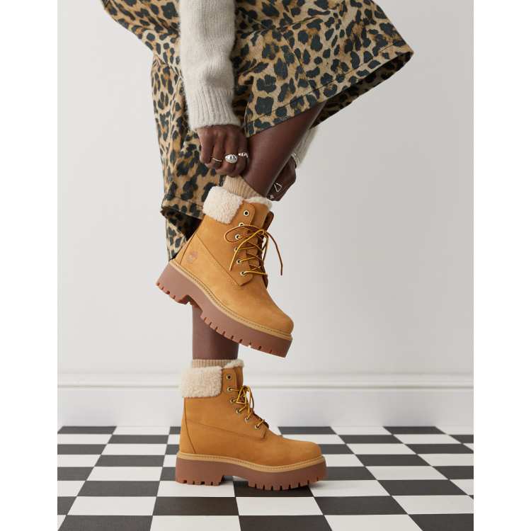 Timberland Stone Street 6 inch elevated lined boots in wheat 