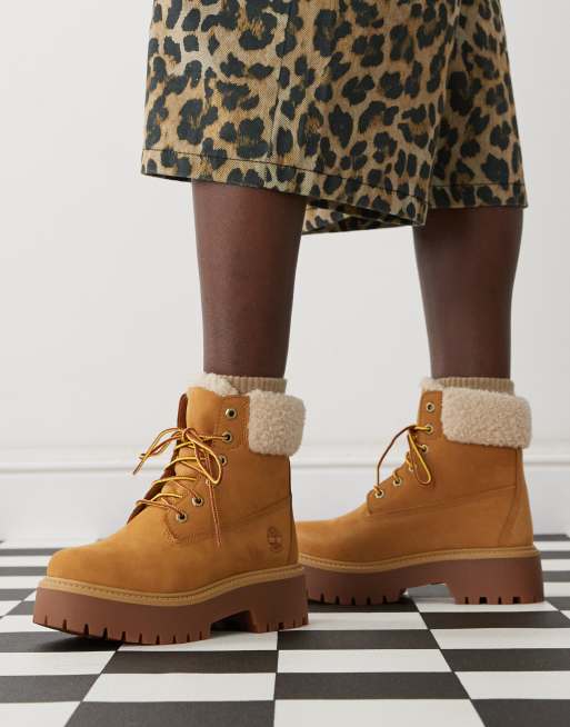 Timberland Stone Street 6 inch elevated lined boots in wheat nubuck