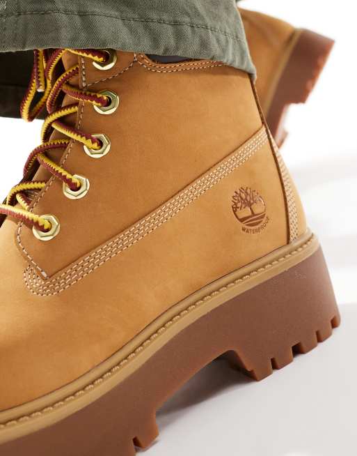 Timberland stone street 6 inch lace up platform waterproof boot in wheat, 4 of 4