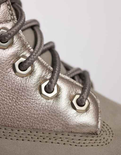 Timberland Stone Street 6 inch lace up platform waterproof boots in gray multi, 3 of 4