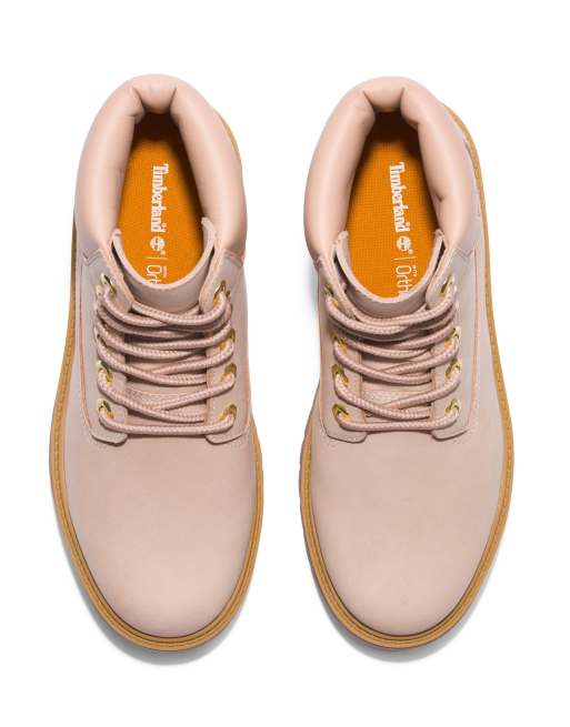 Timberland stone street 6 inch lace up platform waterproof boots in pink, 3 of 4
