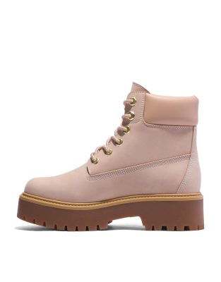 Shop Timberland Stone Street 6 Inch Lace Up Platform Waterproof Boots In Pink