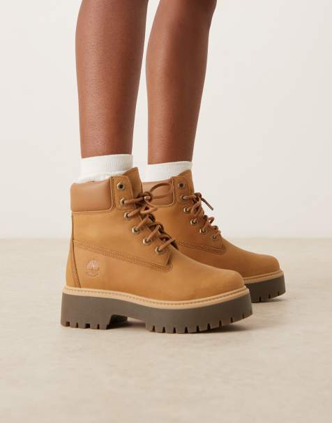 Timberland Stone Street 6 inch platform boots in wheat leather - view 1